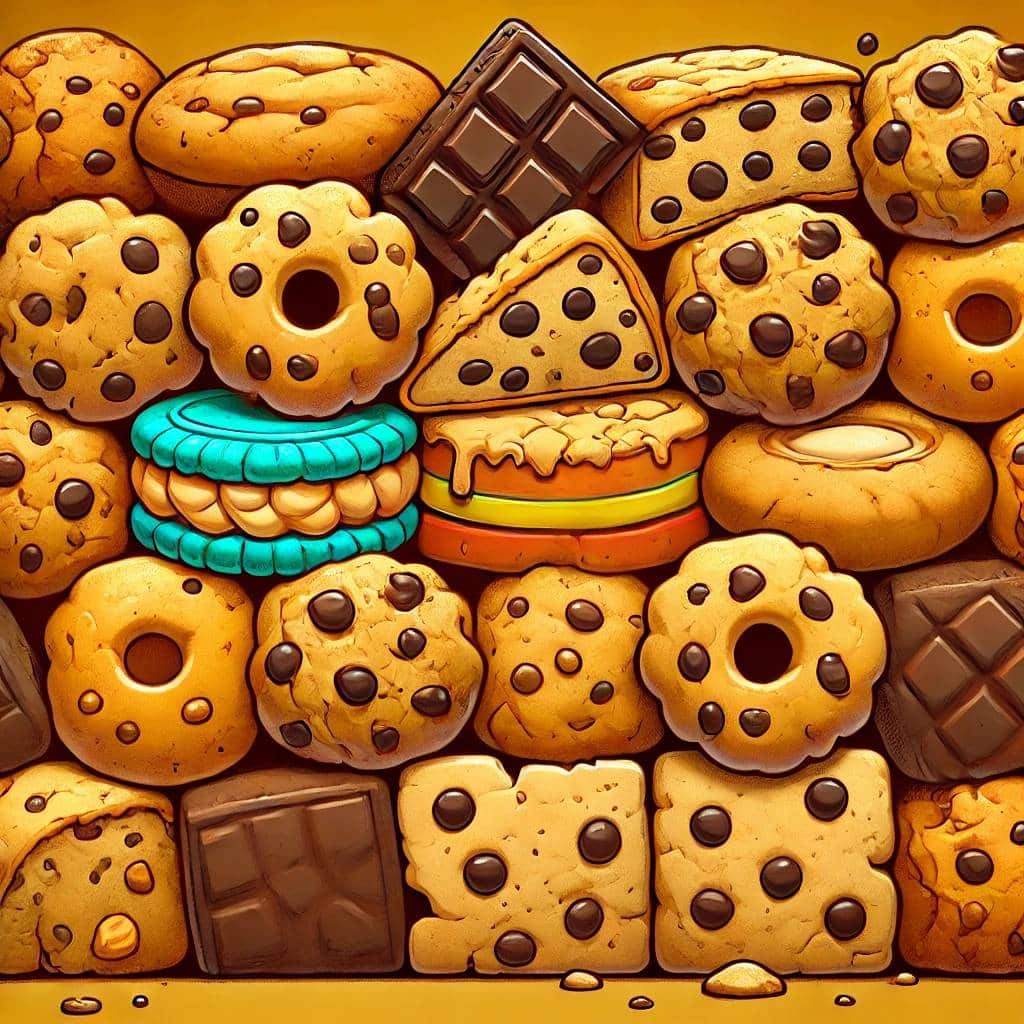 Muur van opgestapelde koekjes